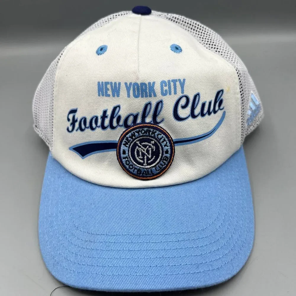 New York City FC Trucker Hat Youth White Blue Adidas Snap Back Cap